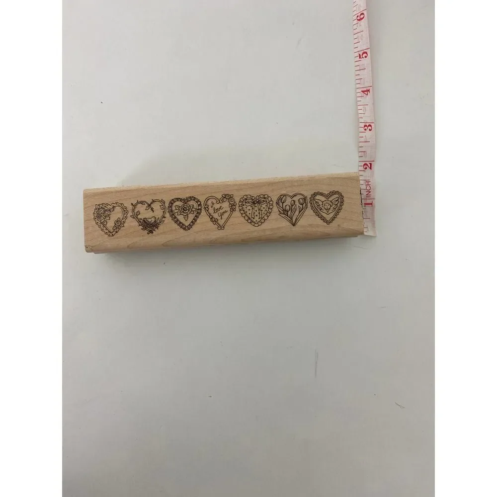 Vintage Wood Rubber Stamp Hearts I Love You Scrapbooking Crafts